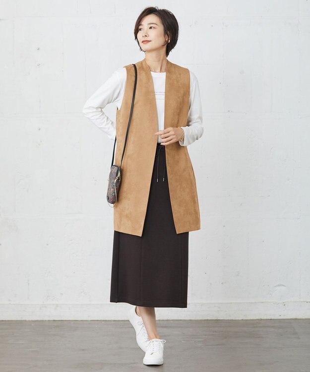 J.PRESS LADIES 【洗える】デュアルウォームポンチ スカート ダークブラウン系