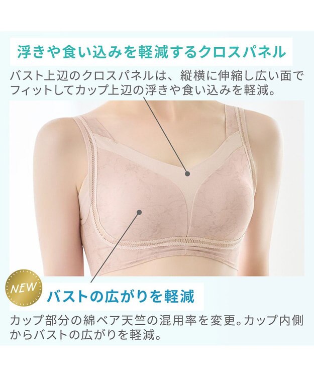 BRADELIS New York 【Yukine inc. 】ゆきねえモアソフト快適ホールドブラ24  接触冷感 ノンワイヤーでラクに補正 ブラジャー YH124201 クリームベージュ