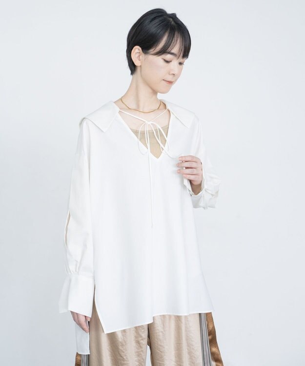 COQ FIN オーバーサイズセーラーカラーブラウス オフホワイト