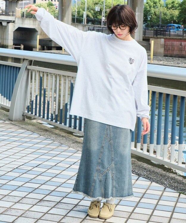 WEGO 【ユニセックス着用ITEM】ガールフレンドグラフィックBIGロンT（LS） ライトグレー