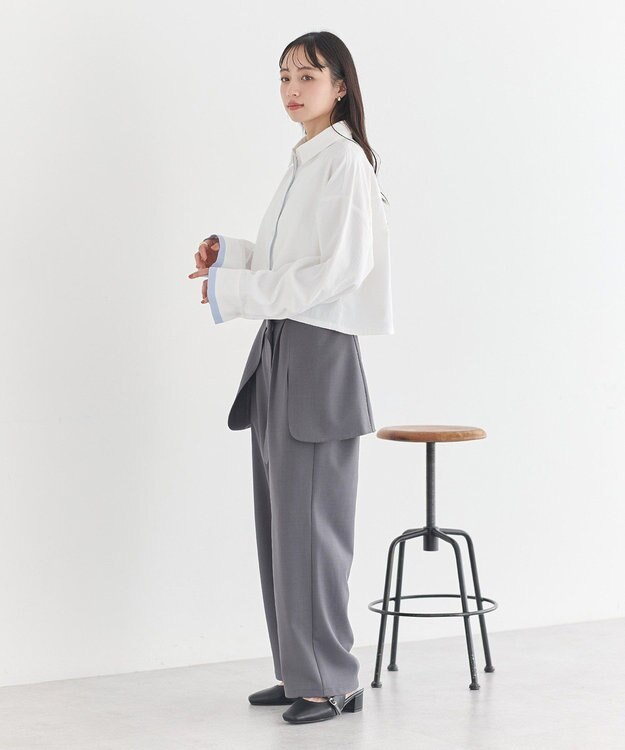 earth music&ecology パイピングショートシャツ Off White