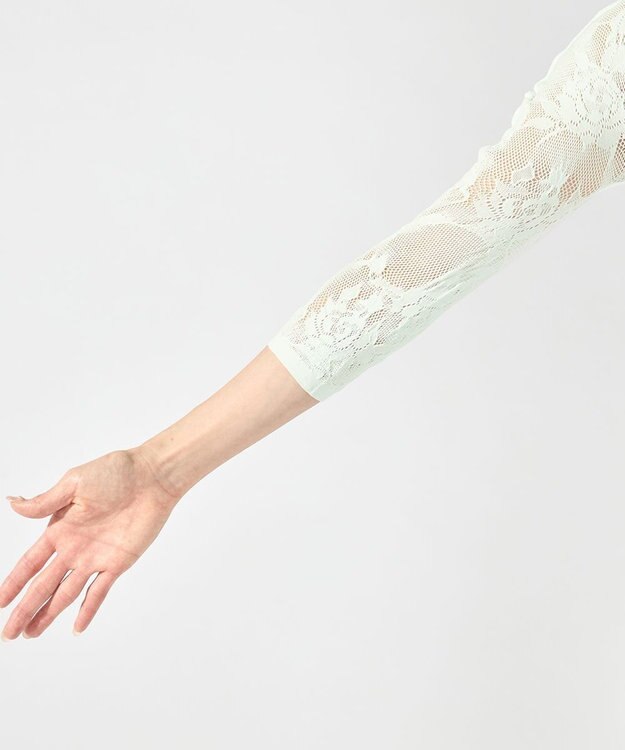 Chacott シアーレースボートネックトップ アクアグリーン