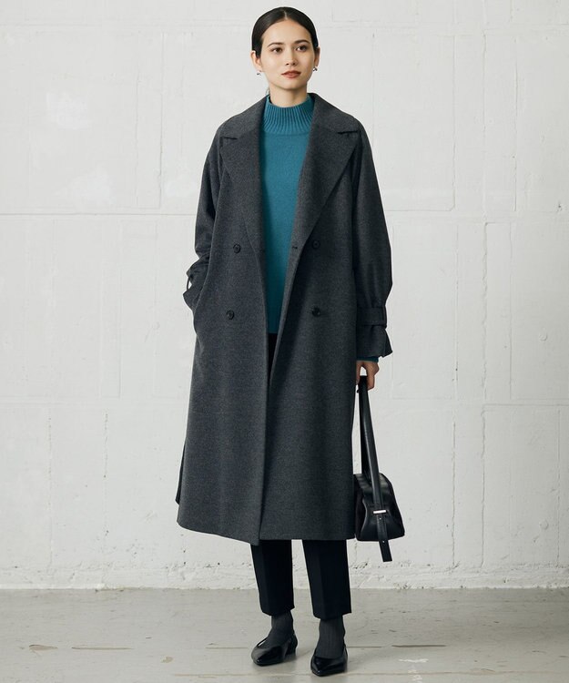 自由区 L 【19号サイズまで展開】TRギャバ裏起毛テーパード パンツ ブラック