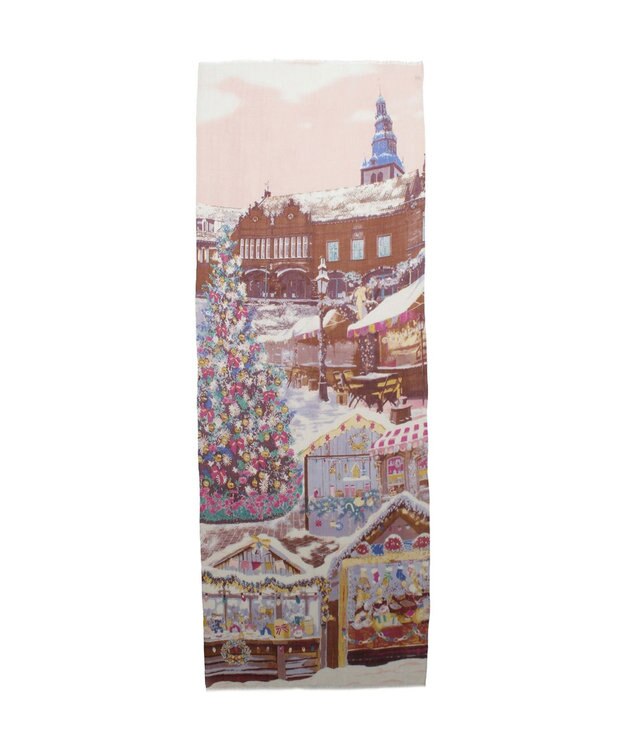 MOONBAT Hanato(ハナト) シルクウールストール クリスマスマーケット／幅60cm ピーチ