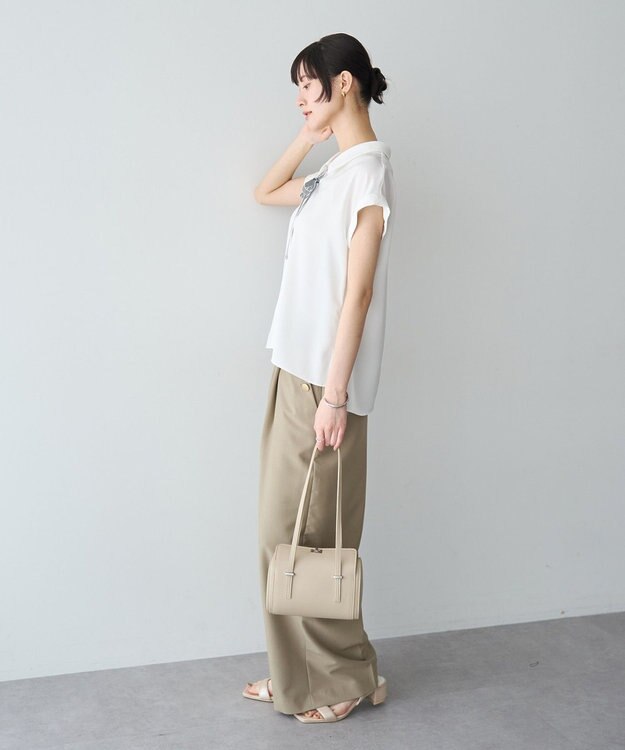 YECCA VECCA 2wayストライプリボンブラウス Off White