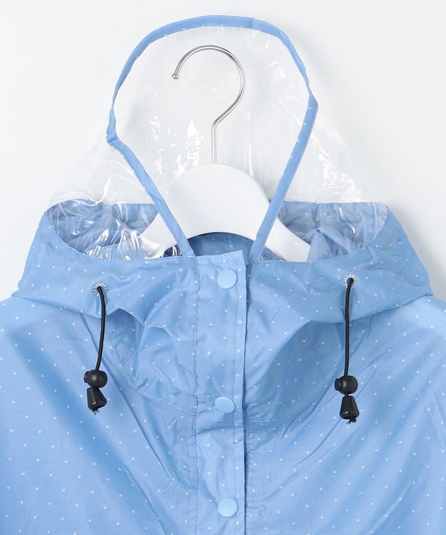 MOONBAT FLAT PURE サイクル レインポンチョ ドット 自転車 収納袋付き サックスブルー