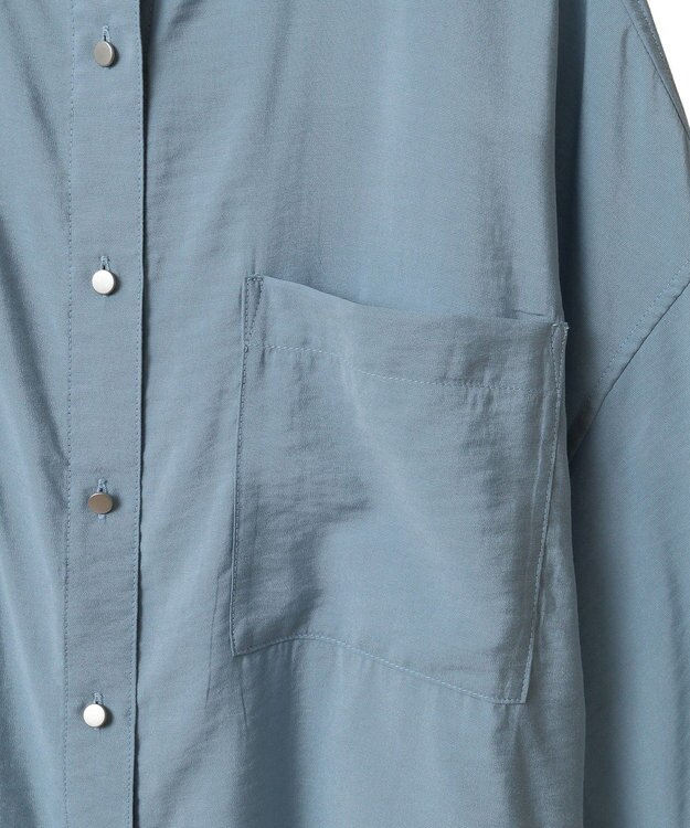 AMERICAN HOLIC 接触冷感Wポケット5分袖ショートシャツ Sax