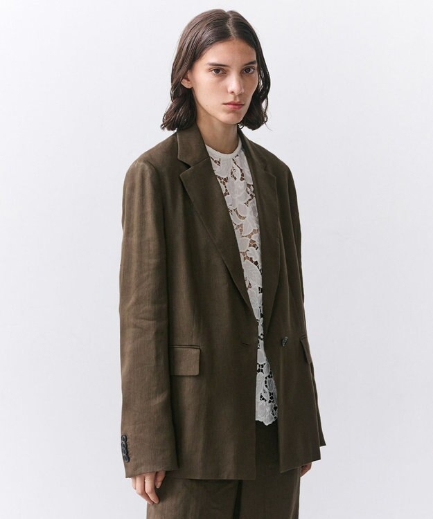 BEIGE， MICA / リネンブレンドテーラードジャケット Khaki