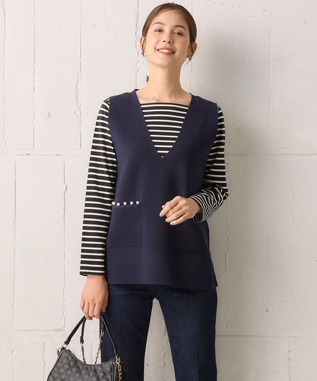 組曲 スクエアネックテール ロングＴシャツ ブラック系1