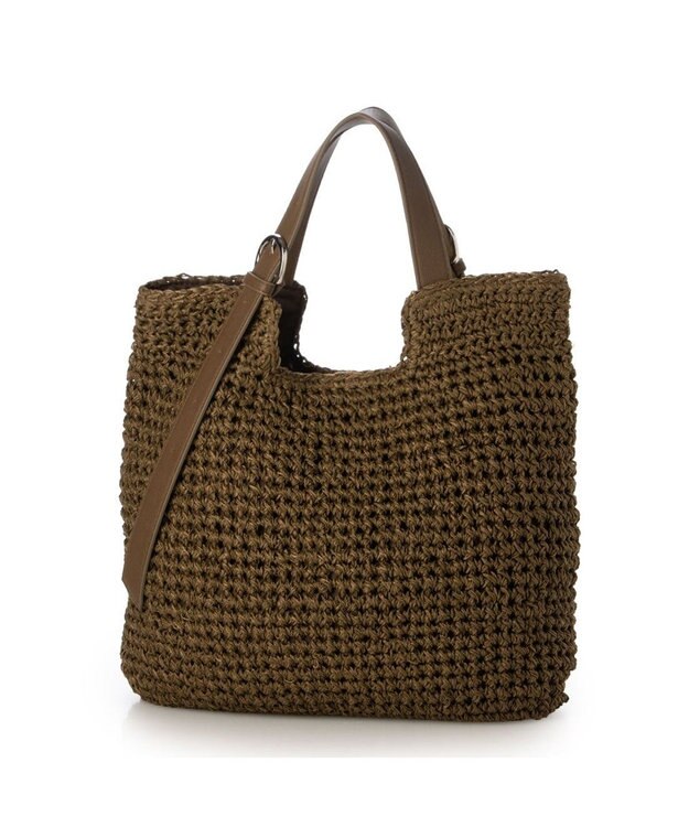 UNBILLION カシュカシュ cachecache / ベルトハンドルクロッシェトート カゴバッグ ブラウン