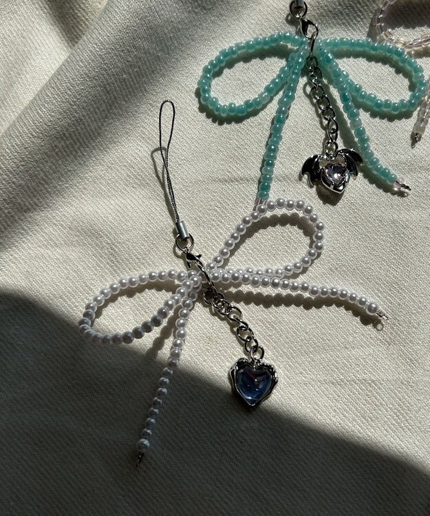 WEGO リボンビーズストラップキーホルダー 柄7