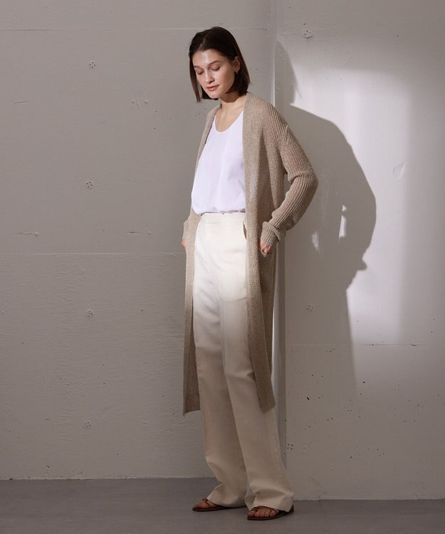 BEIGE， OPTICAL / ロングカーディガン Flax