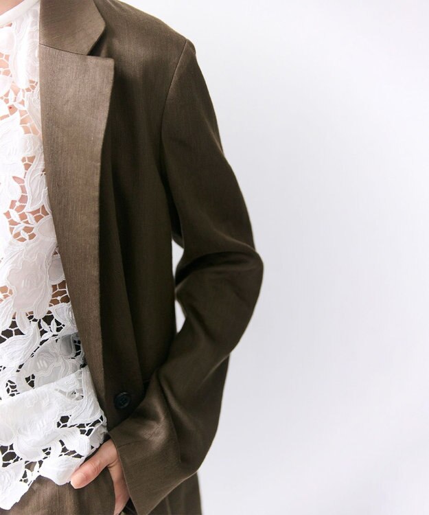 BEIGE， MICA / リネンブレンドテーラードジャケット Khaki