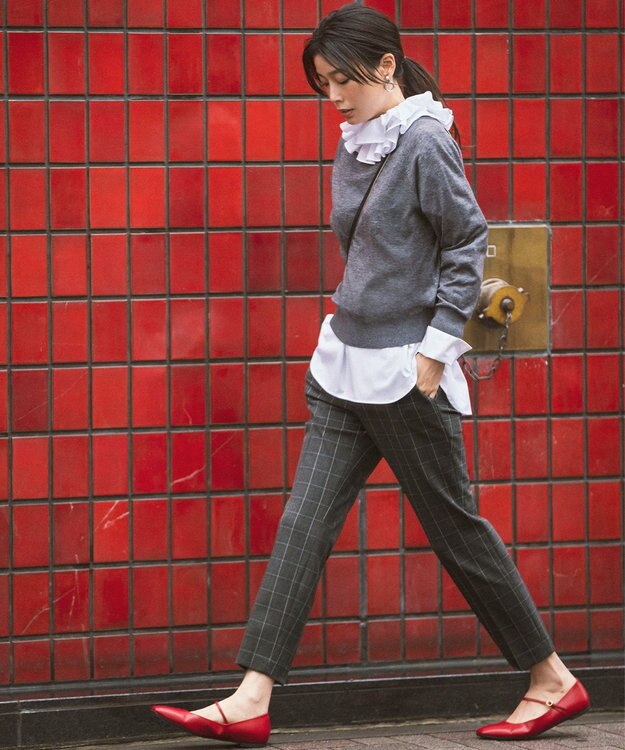 組曲 S 2WAYウォームストレッチ ストレートチェックパンツ グレー系3