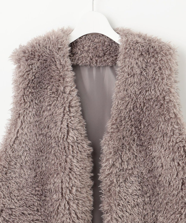 Feroux プードルファーベスト ライトグレー系