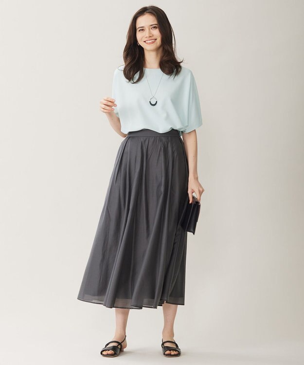 自由区 【洗える】エアリータック スカート スレート