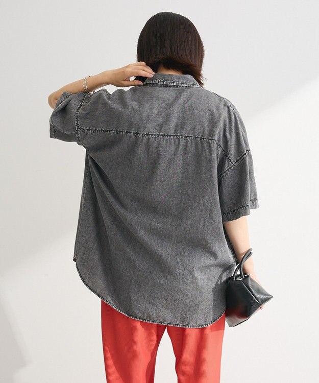 Green Parks 半袖シアーデニムシャツ Black