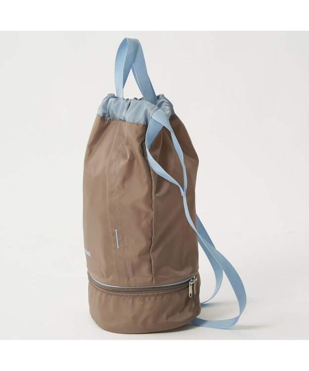 BEAMS SCHOOL 手提げバッグにもなる 2重底ナップサック サンドベージュ