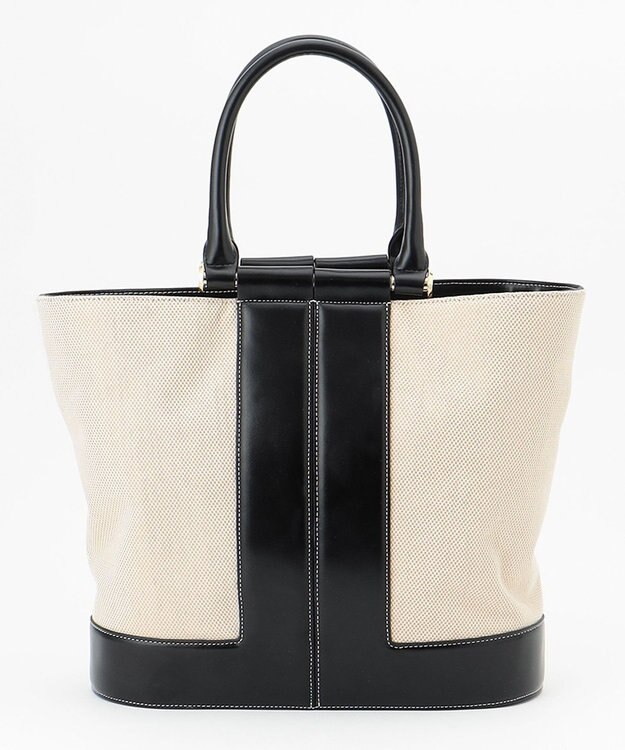 23区 キャンバスコンビ トートバッグ ホワイト×ブラック