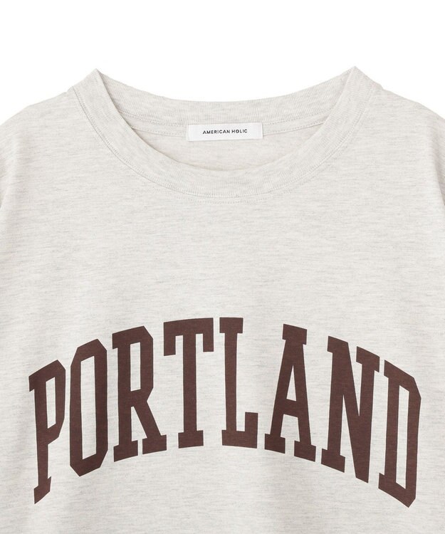 AMERICAN HOLIC PORTLAND裾ラウンドTシャツ Oatmeal