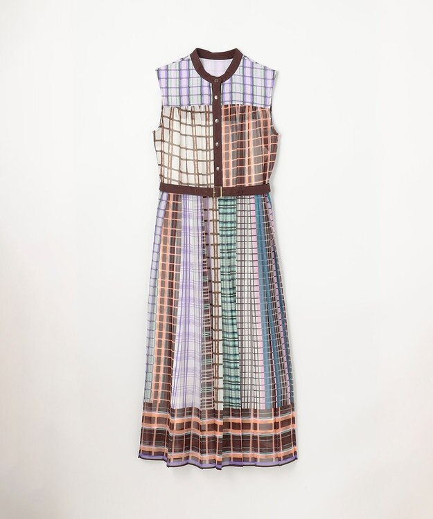 GRACE CONTINENTAL マルチチェックワンピース ブラウン