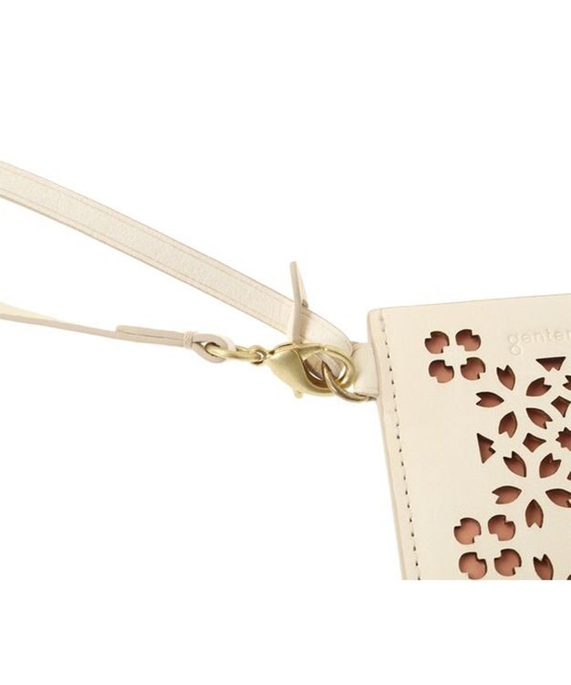 genten フラッターカットワーク パスケース オフホワイト