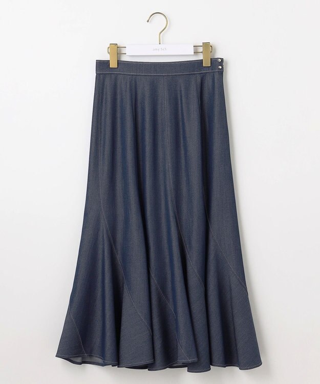 ANY SIS 【洗える】デニムライクエスカルゴ スカート シャンブレー