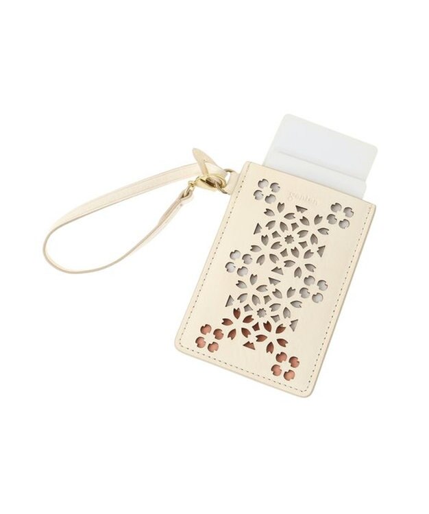 genten フラッターカットワーク パスケース オフホワイト