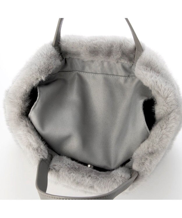 UNBILLION カシュカシュ cachecache / ミンク風ファーシンプルトート ライトグレー