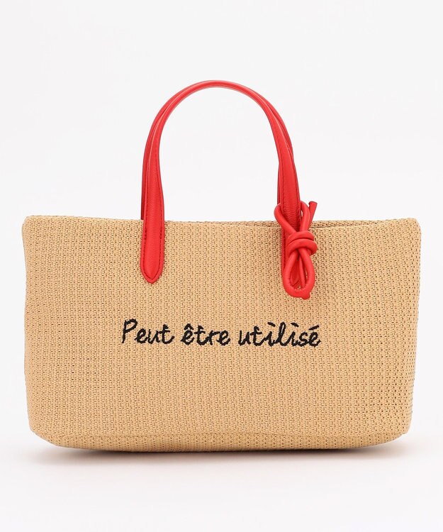 ANY ワイドフェイクラフィアトートバッグ レッド