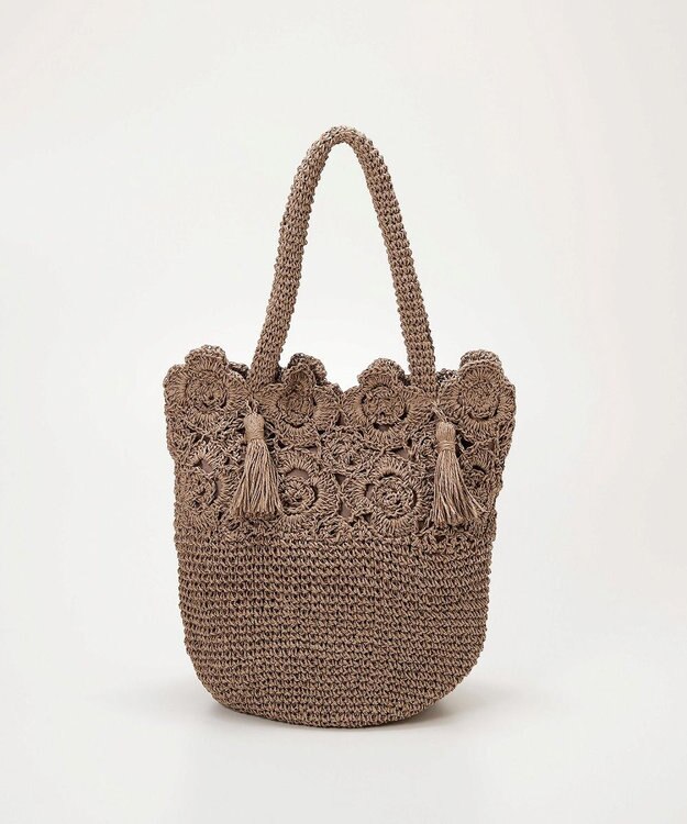 TOPKAPI 【TREASURE TOPKAPI】フラワーモチーフ ペーパー トートバッグ グレージュ