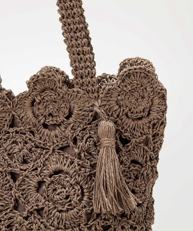 TOPKAPI 【TREASURE TOPKAPI】フラワーモチーフ ペーパー トートバッグ グレージュ