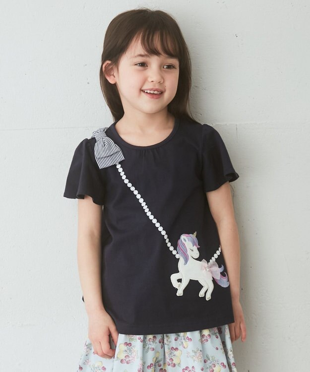 ANY KIDS ユニコーンポシェットTシャツ ネイビー系
