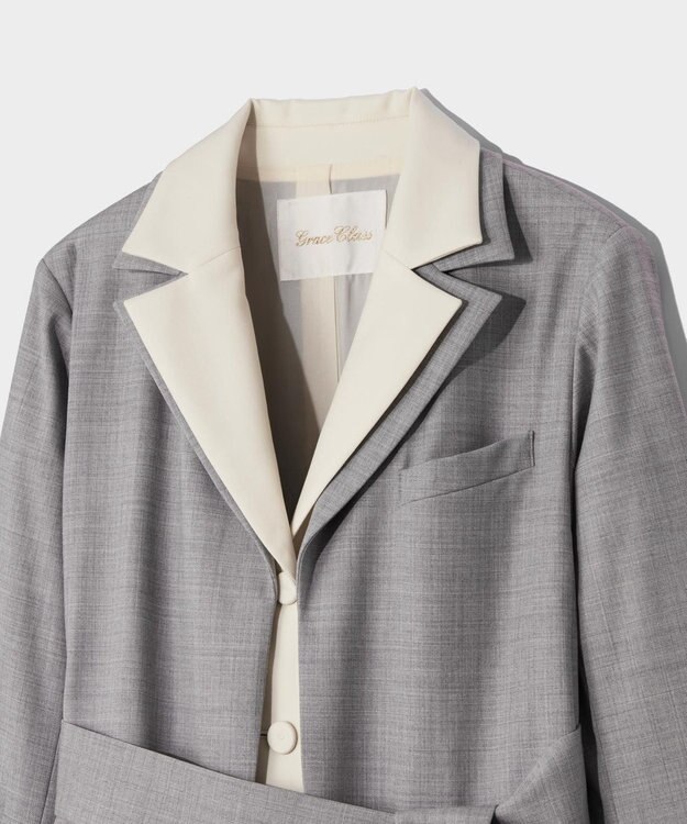 GRACE CONTINENTAL シルクウールコートドレス グレー