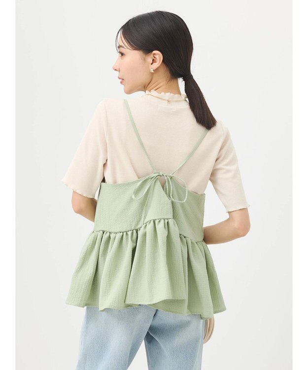 earth music&ecology ＳＥＴ２点ジャガードビスチェ＋リブプルオーバー Mint