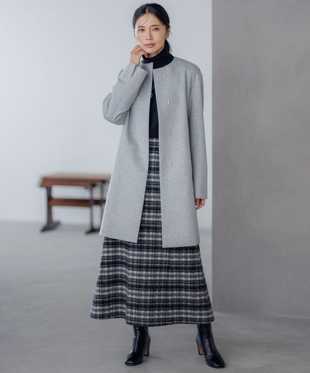 23区 シャギーチェック スカート モノトーンチェック