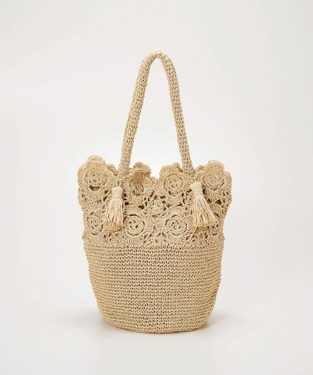 TOPKAPI 【TREASURE TOPKAPI】フラワーモチーフ ペーパー トートバッグ ベージュ