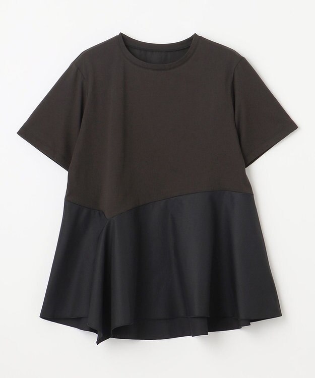 ANY L 【洗濯機可】コンビネーションイレヘムカットソー ブラック