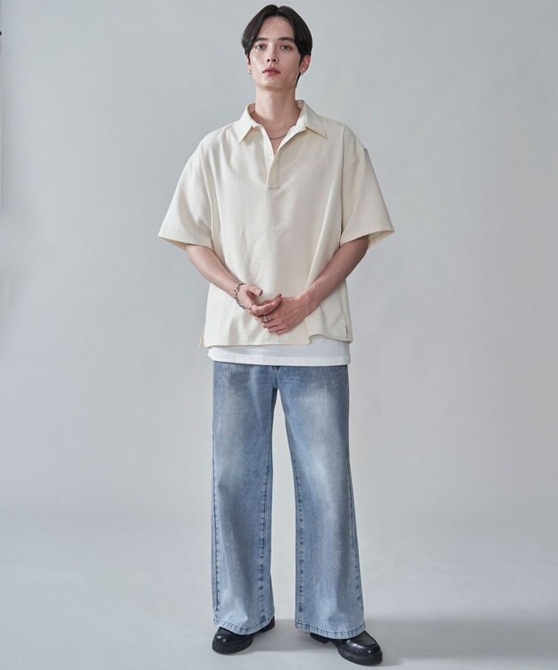 WEGO リネンライクスキッパーシャツ（SS） オフホワイト