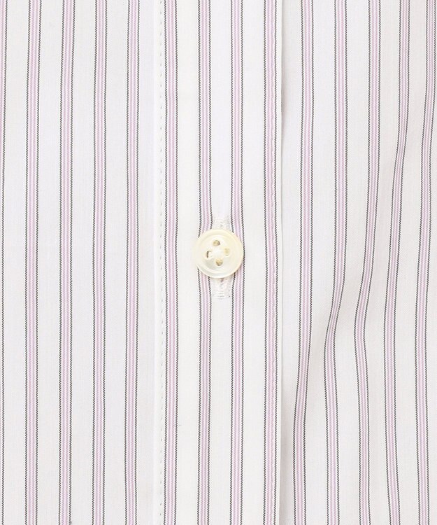 J.PRESS LADIES L 【洗える】BEZ ストライプ フリルネック ブラウス ふじ色系1