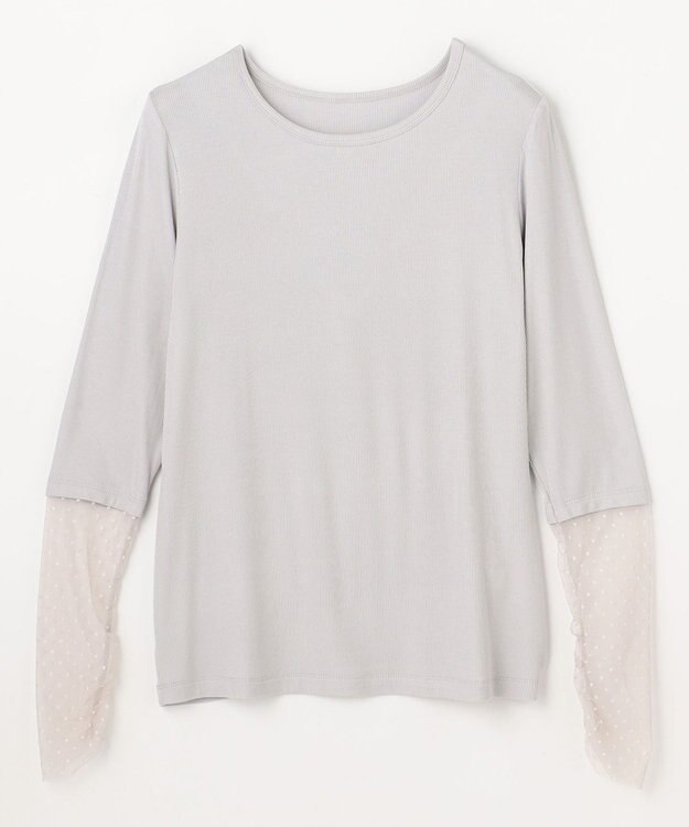 ANY 袖ドットチュールコンビインナー ライトグレー