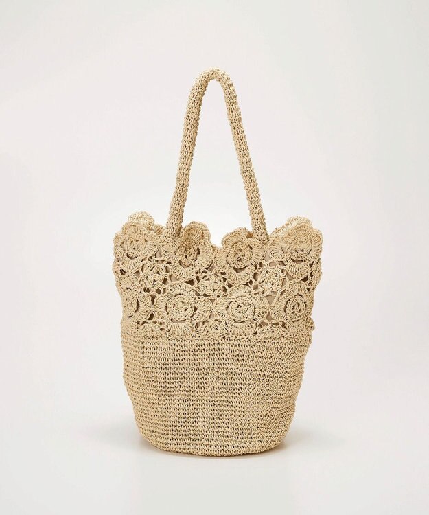 TOPKAPI 【TREASURE TOPKAPI】フラワーモチーフ ペーパー トートバッグ ベージュ