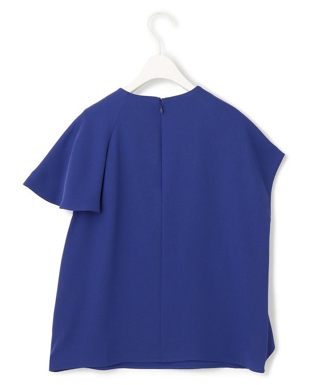 ICB 【接触冷感・UVケア・防シワ・洗える】エステルダブルクロス  ラッフルデザインブラウス ロイヤルブルー系