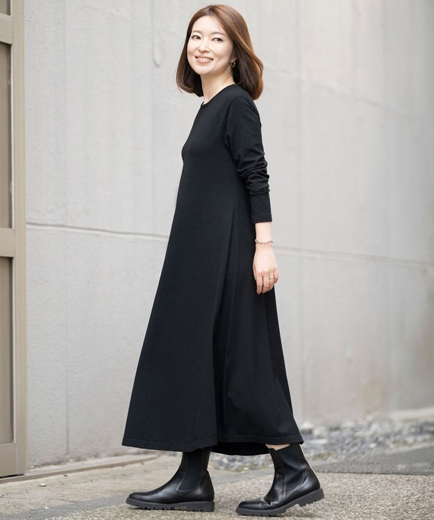 23区 S 【Sサイズ限定】ヴィスコースストレッチ フレアワンピース ブラック系