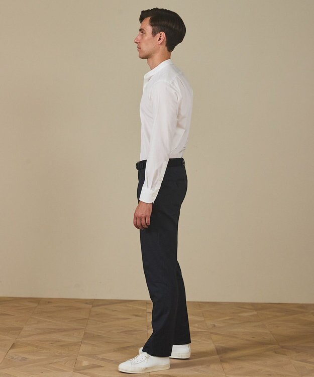 GOTAIRIKU 【シワになりにくい/洗える】ＴＣブロード シャツ_バンドカラー ホワイト系