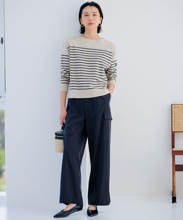 23区 【Oggi4月号掲載/洗える】シルキーストレッチ パラシュートパンツ ブラック系