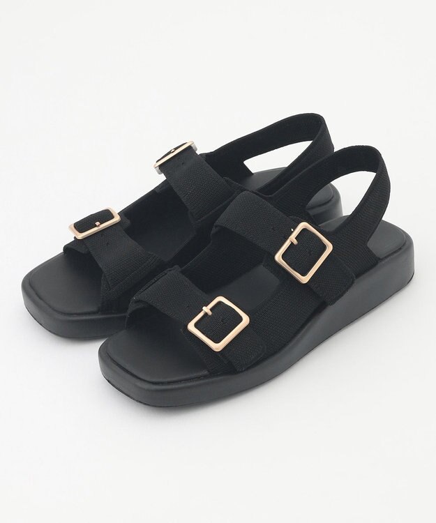 steppi 【洗える】バックルベルト サンダル ブラック