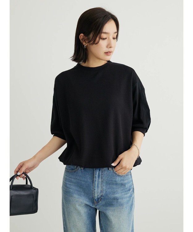 Green Parks ワッフル布帛ドッキングプルオーバー２ Black