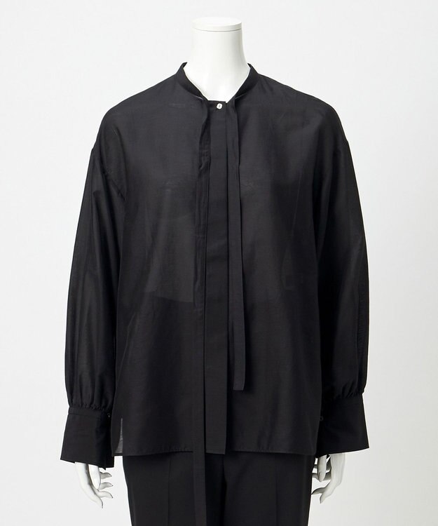 23区 【エステータ】シルクコットンローン ボウタイブラウス ブラック系