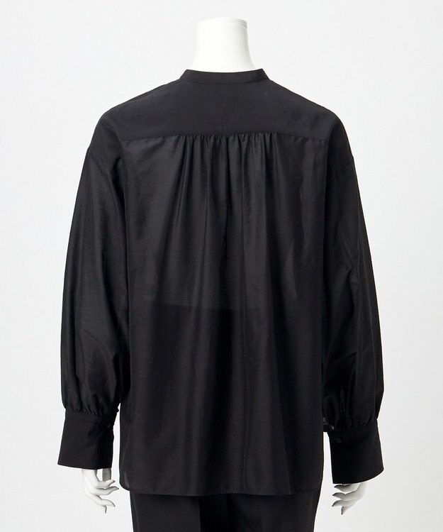 23区 【エステータ】シルクコットンローン ボウタイブラウス ブラック系